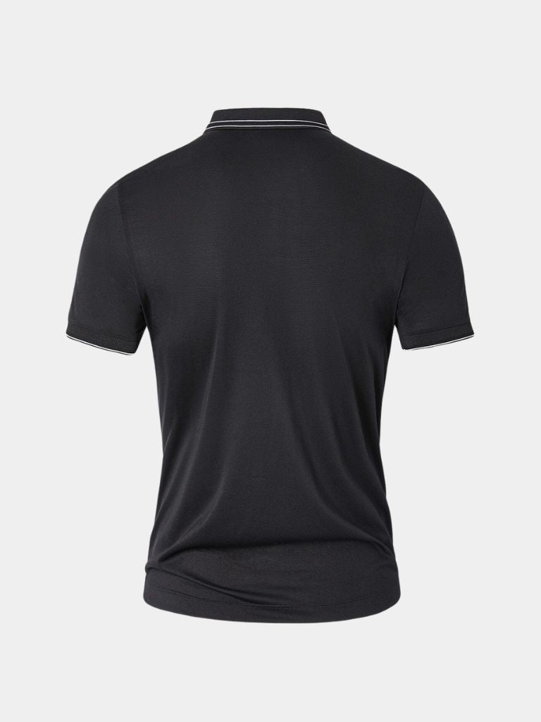Koos | Zwarte polo met contrastbies