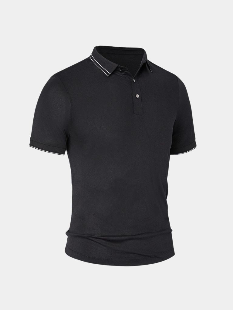 Koos | Zwarte polo met contrastbies