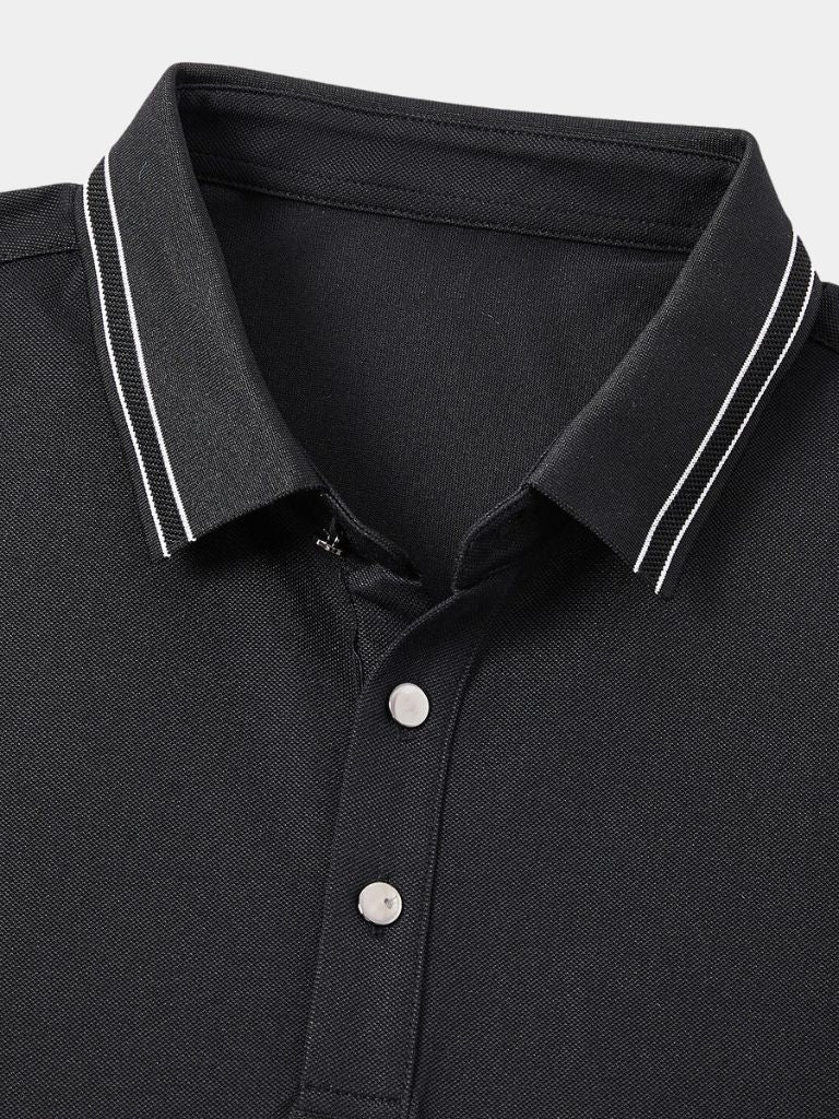 Koos | Zwarte polo met contrastbies