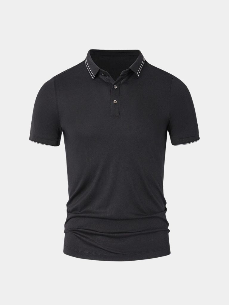 Koos | Zwarte polo met contrastbies