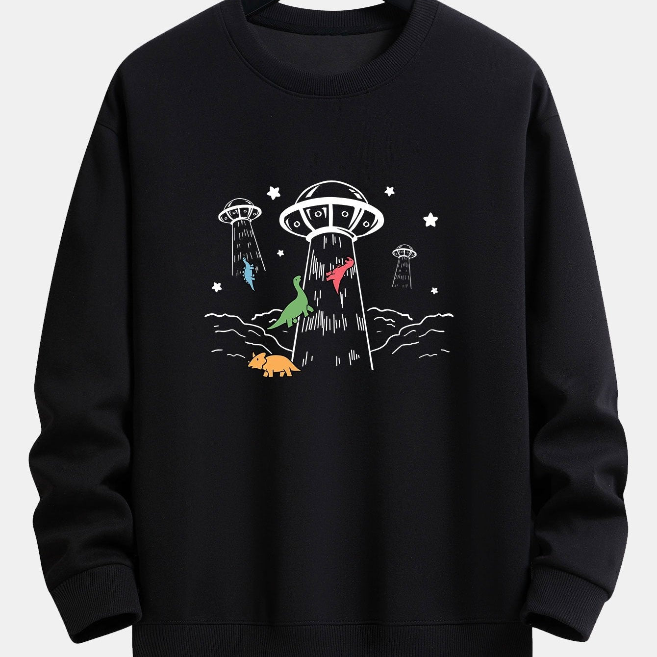 Krijn | Sweater met dinosaurus- en ruimteschipprint en relaxte pasvorm