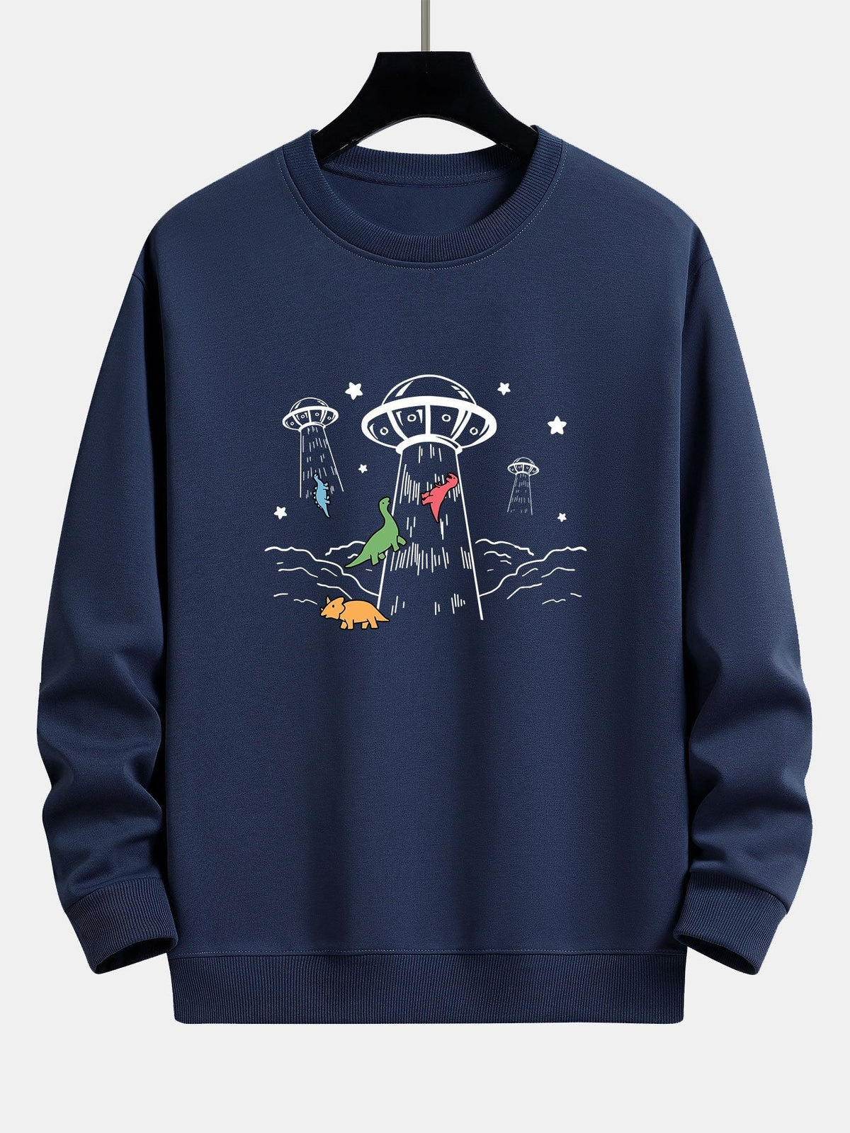 Krijn | Sweater met dinosaurus- en ruimteschipprint en relaxte pasvorm
