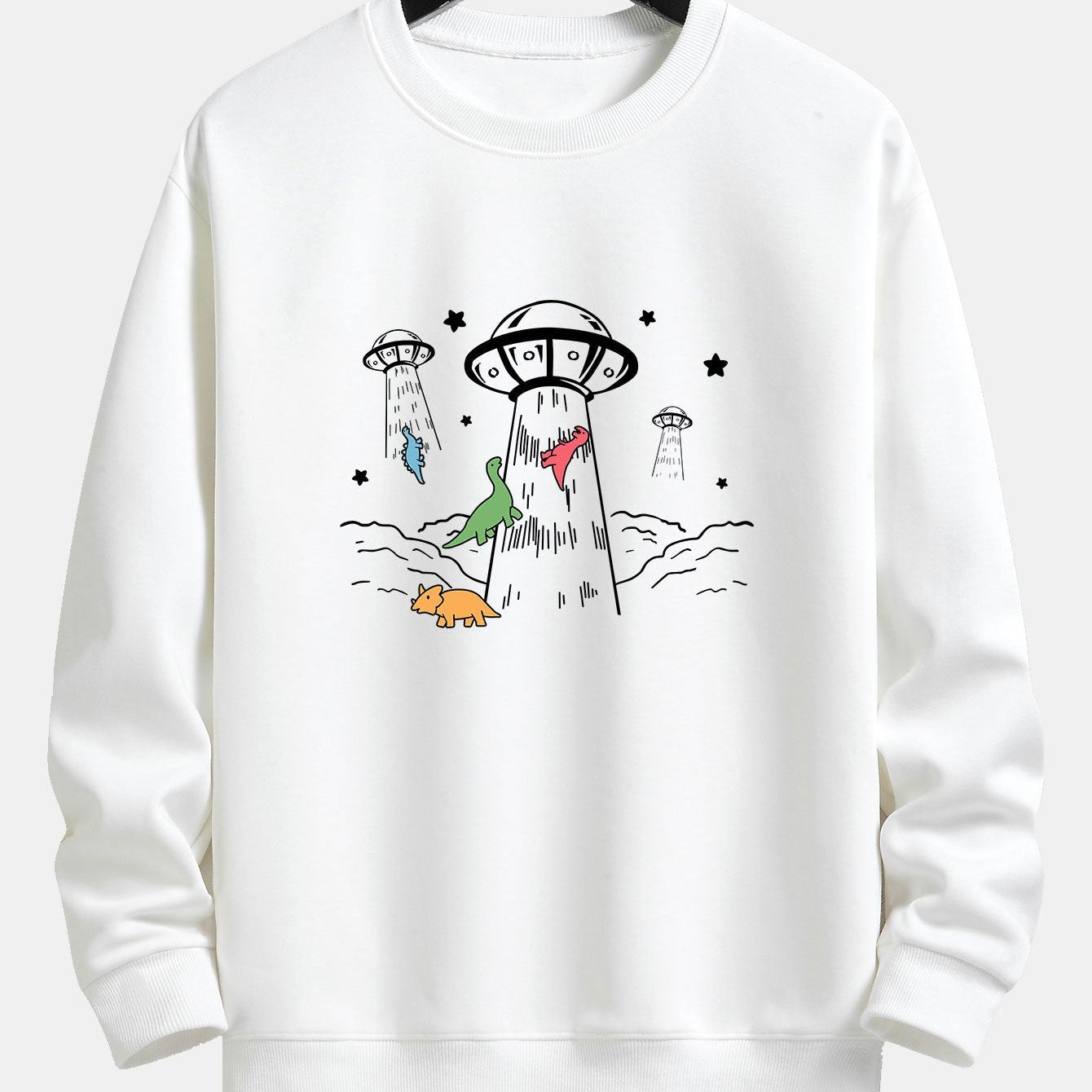 Krijn | Sweater met dinosaurus- en ruimteschipprint en relaxte pasvorm