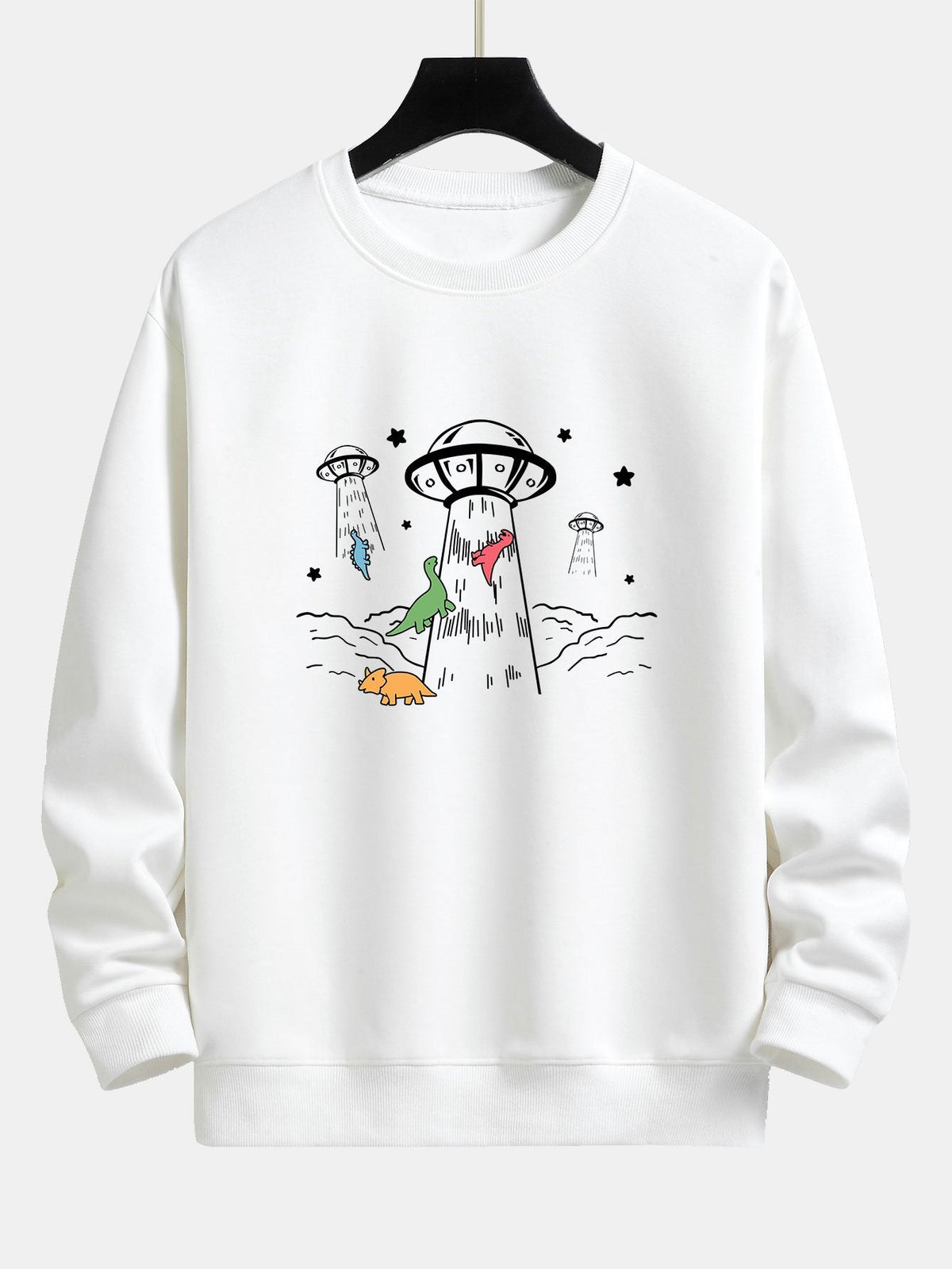 Krijn | Sweater met dinosaurus- en ruimteschipprint en relaxte pasvorm