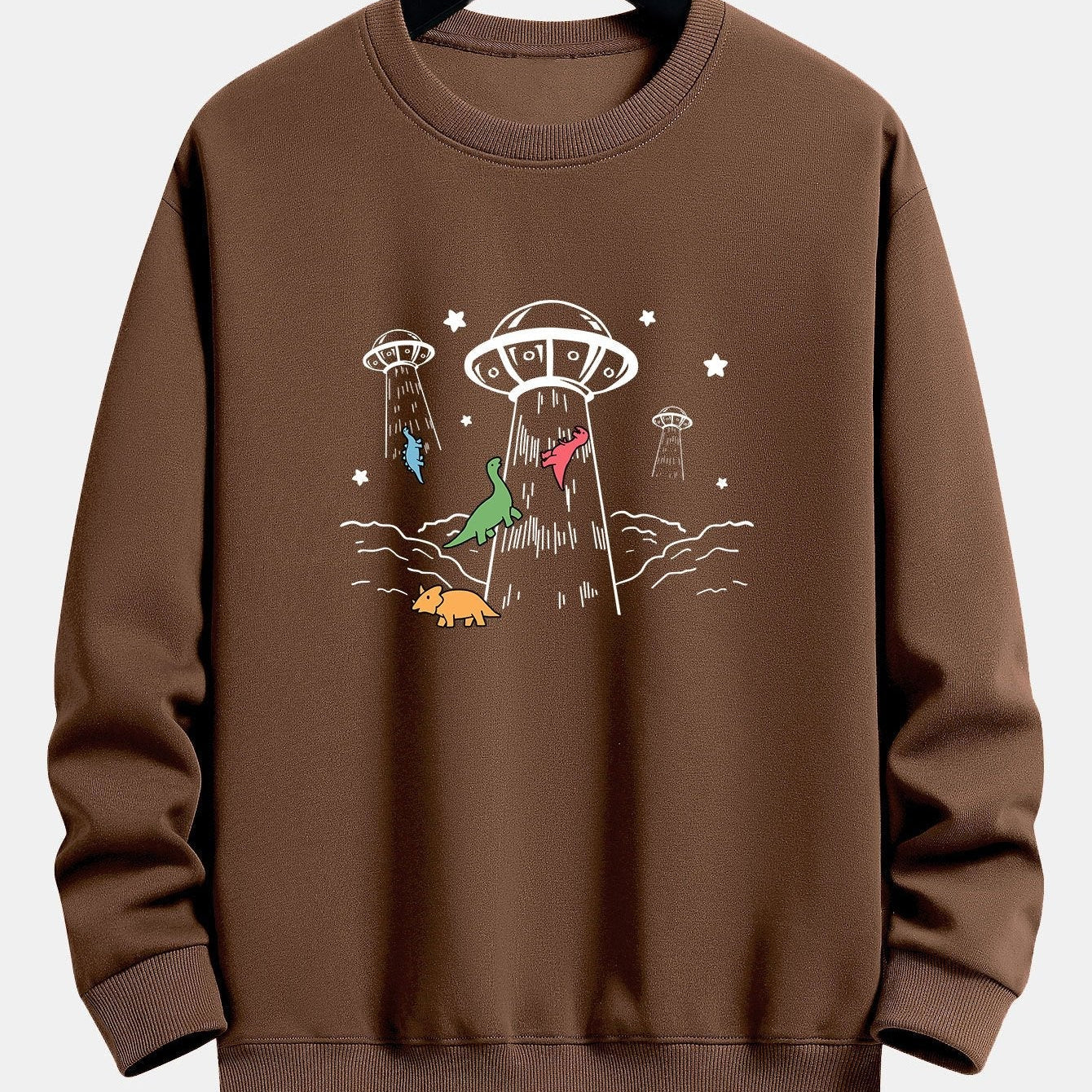 Krijn | Sweater met dinosaurus- en ruimteschipprint en relaxte pasvorm