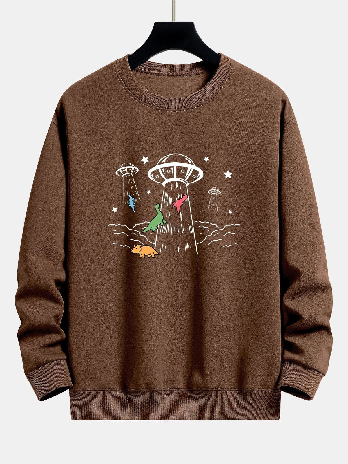 Krijn | Sweater met dinosaurus- en ruimteschipprint en relaxte pasvorm