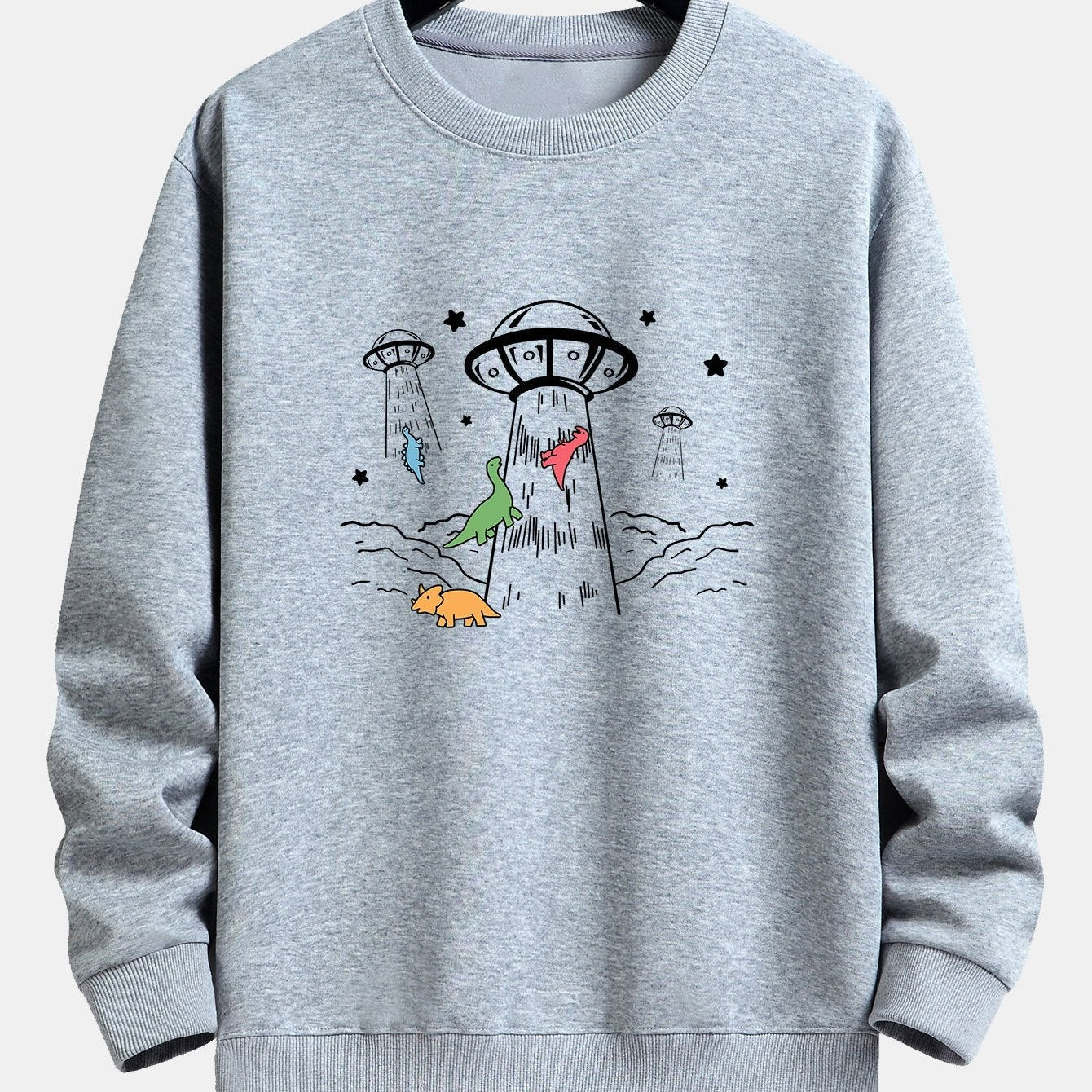 Krijn | Sweater met dinosaurus- en ruimteschipprint en relaxte pasvorm