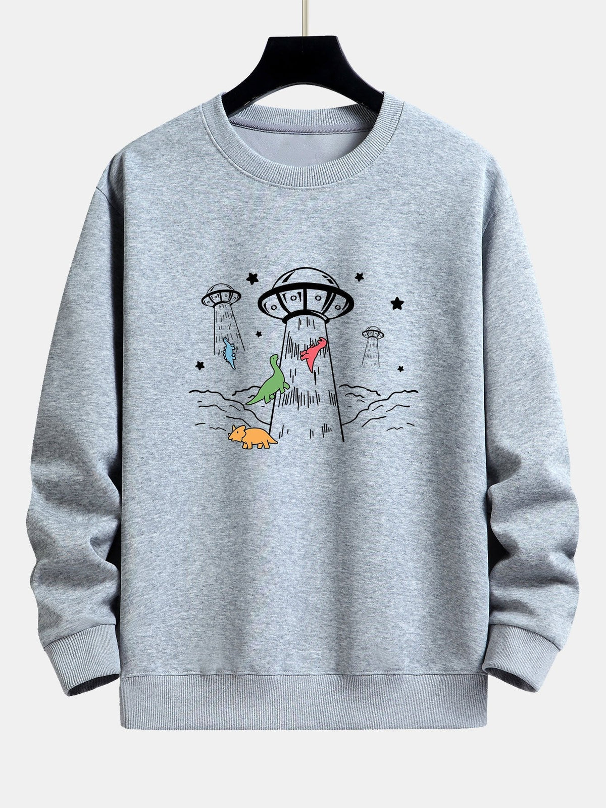 Krijn | Sweater met dinosaurus- en ruimteschipprint en relaxte pasvorm