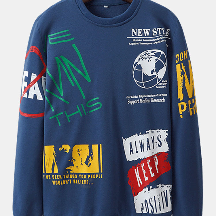 Lars | Sweater met graffiti- en tekstopdruk