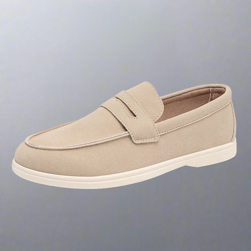 Leon | Zandkleurige suède loafers