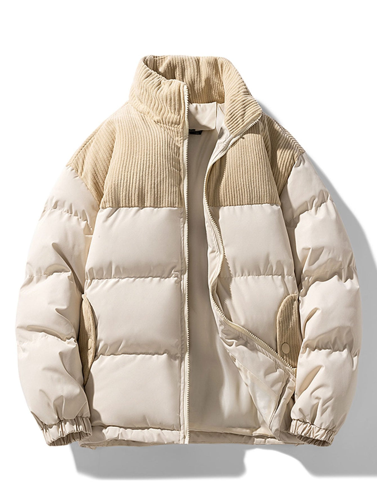 Levi | Corduroy puffer jas met patchwork