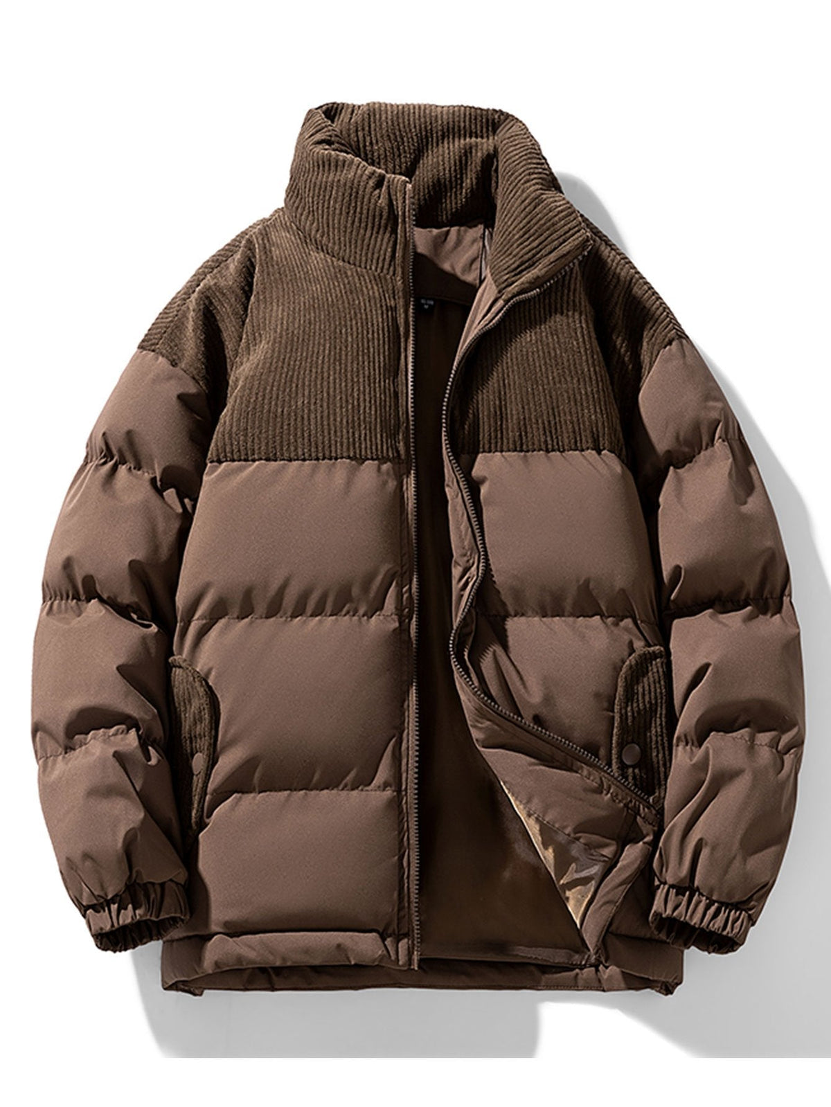 Levi | Corduroy puffer jas met patchwork