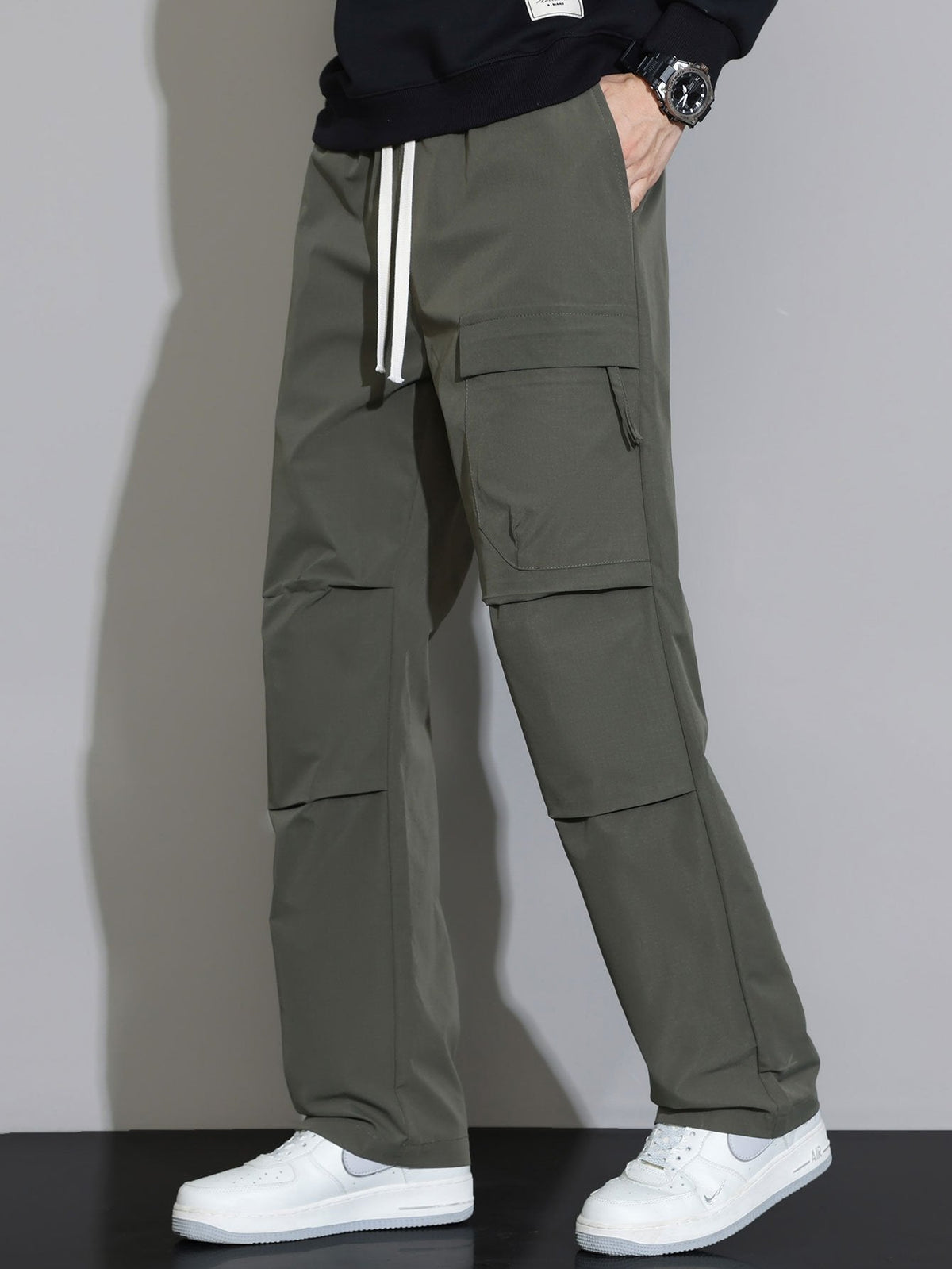 Liam | Pantalon straight leg met trekkoord