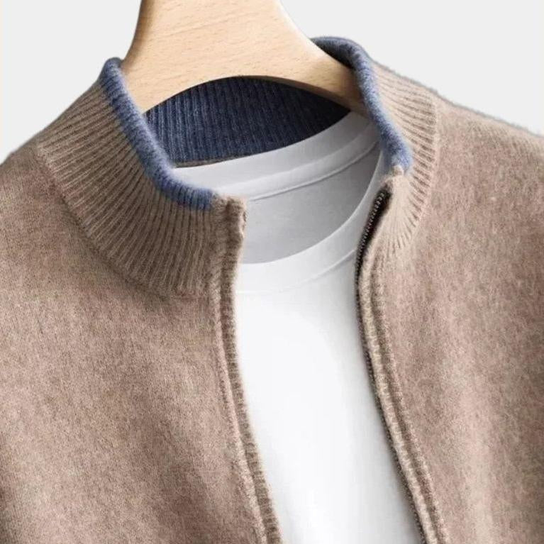 Wilbert | Taupe open gebreid vest
