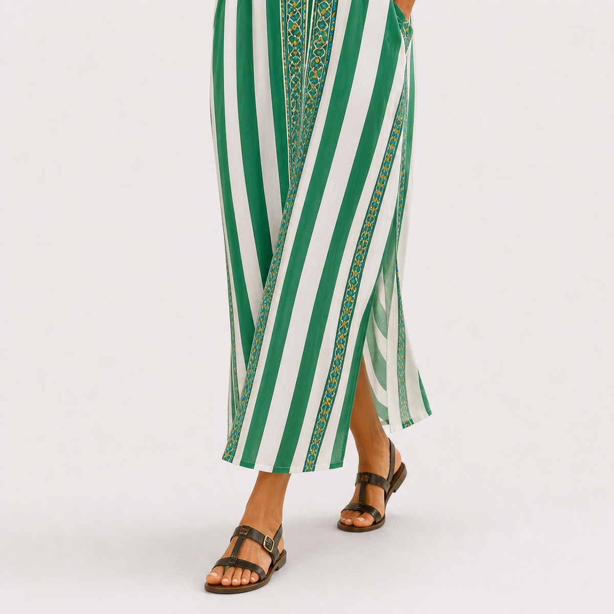 Lyda | Groene kaftan met strepen