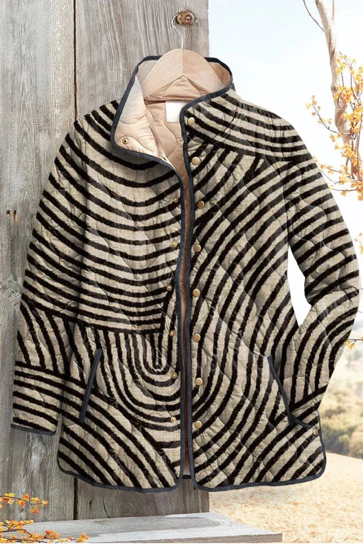 Machteld | Gewatteerde jas met zebraprint