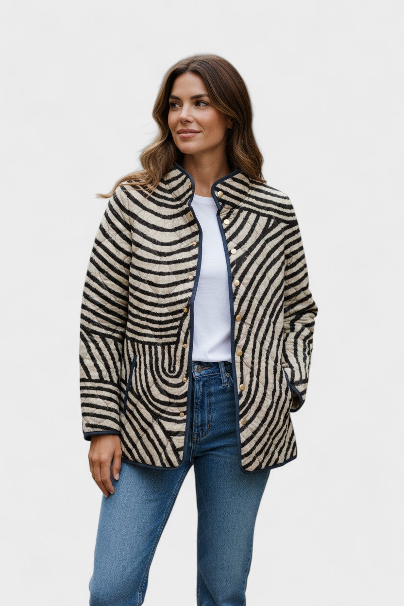Machteld | Gewatteerde jas met zebraprint