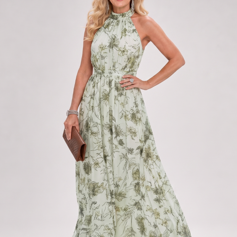 Manon | Midi-jurk met strooibloemen op crème