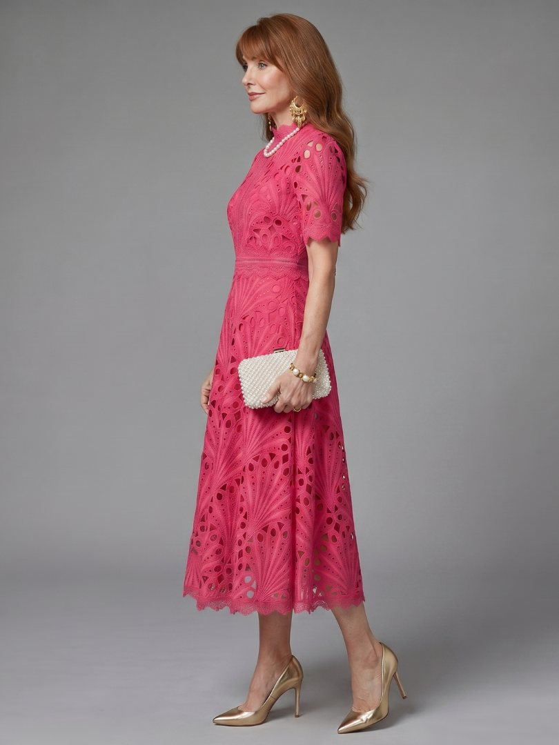 Marielle | Kanten jurk in roze