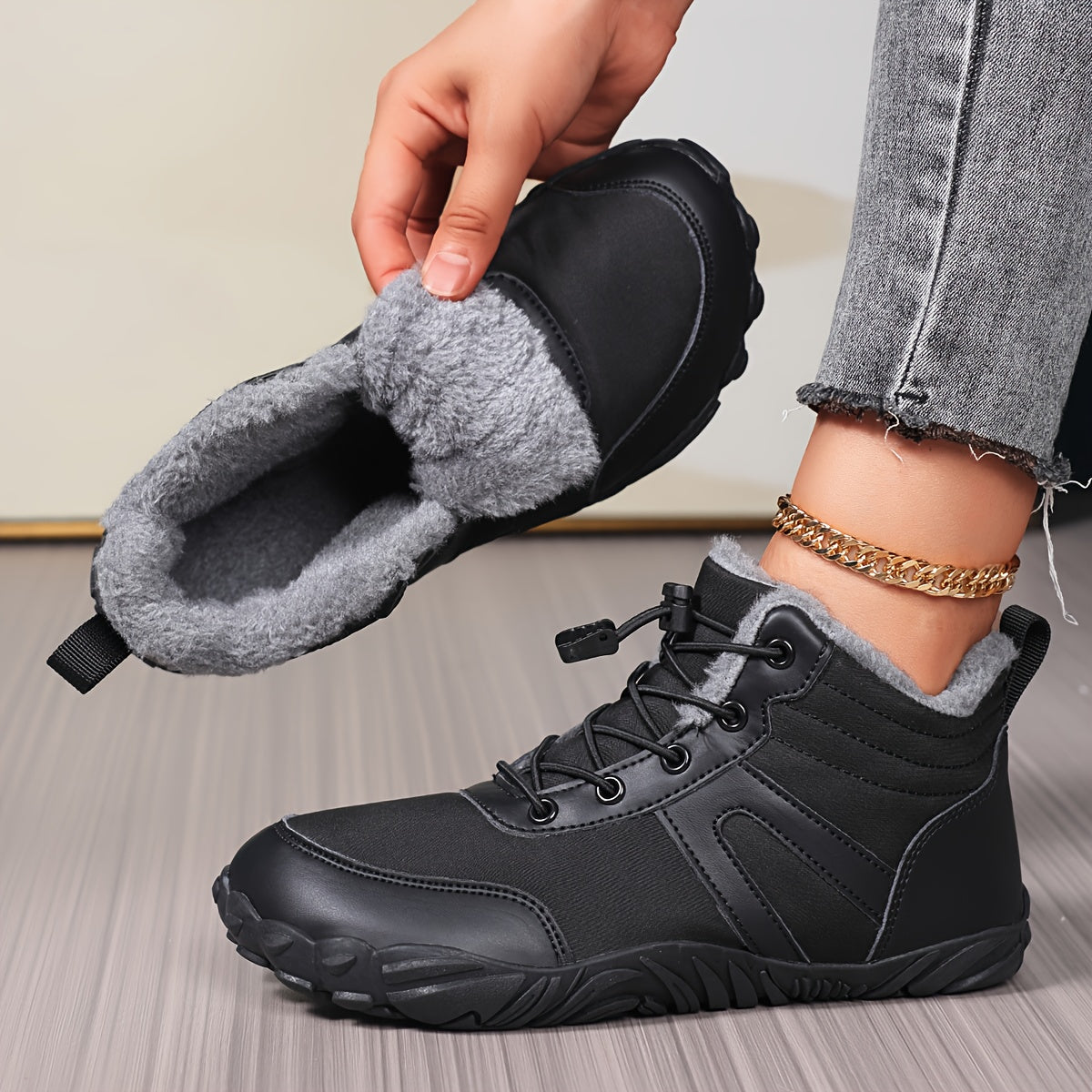Marleen | Warme barefoot sneeuwlaars met extra brede teenbox