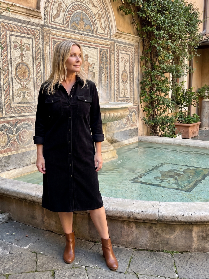 Marlies | Blousejurk in camel met ribstructuur