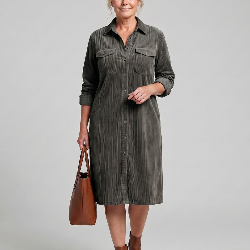 Marlies | Blousejurk in camel met ribstructuur
