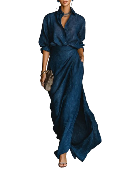Marte | Set met V-hals shirt en lange rok