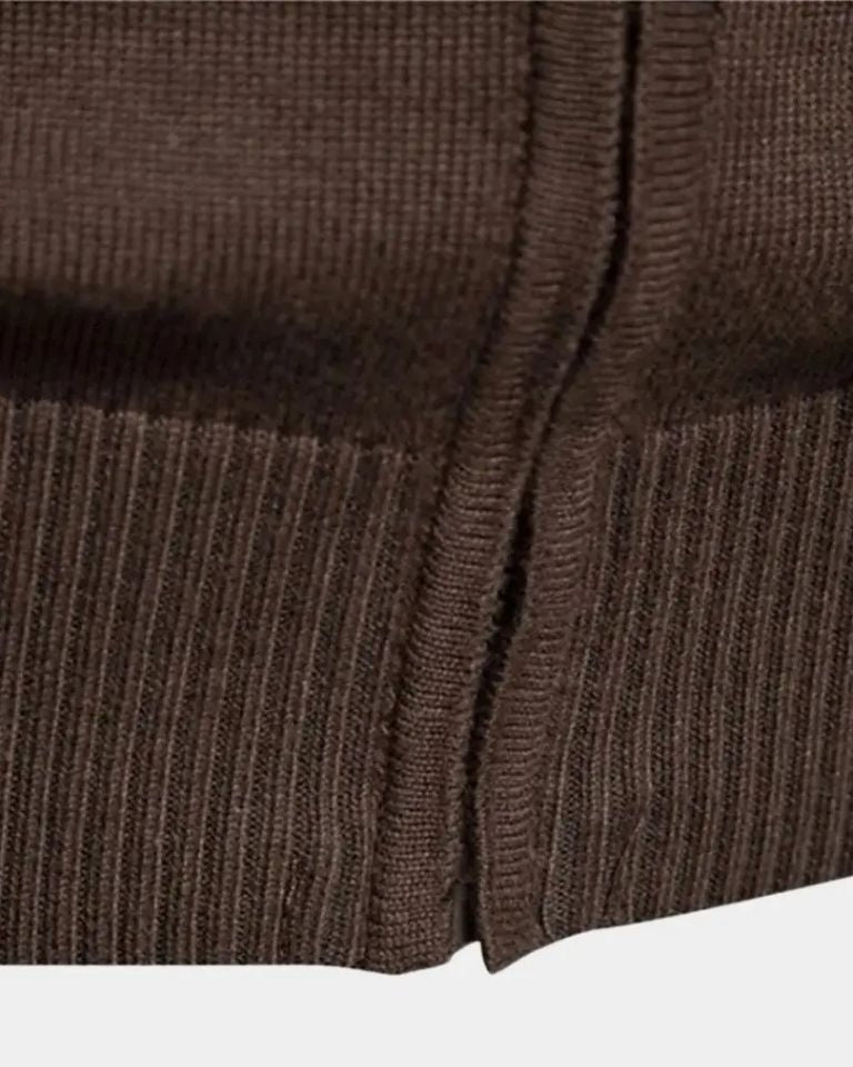 Tim | Bruin vest met kleurvlakken en rits