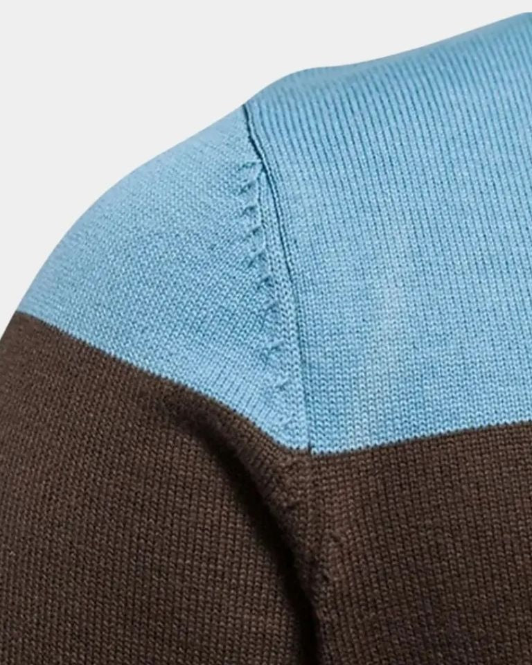 Tim | Bruin vest met kleurvlakken en rits