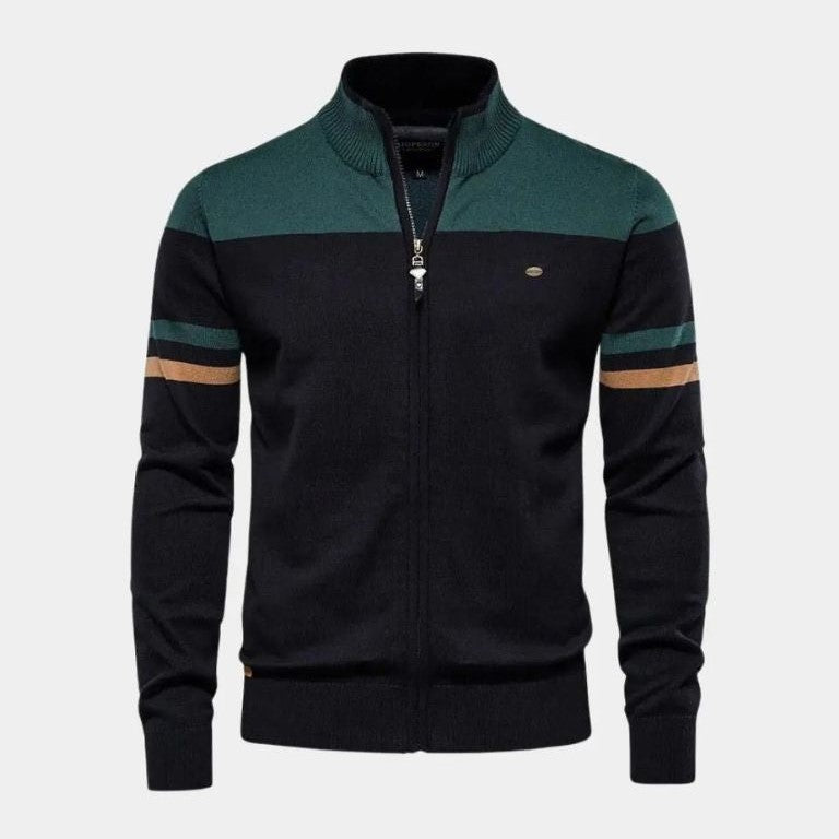 Tim | Bruin vest met kleurvlakken en rits