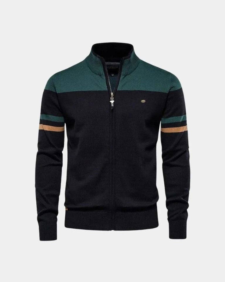 Tim | Bruin vest met kleurvlakken en rits