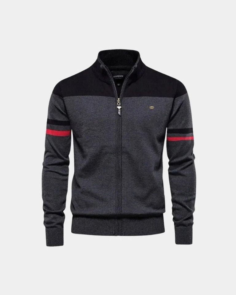 Tim | Bruin vest met kleurvlakken en rits