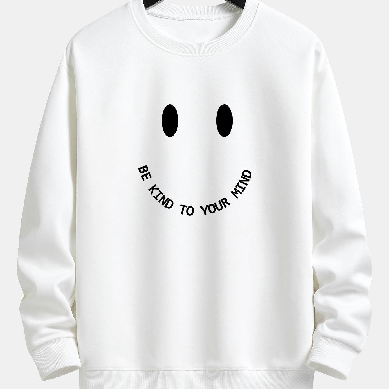Mees | Sweater met smiley- en tekstopdruk en relaxte pasvorm