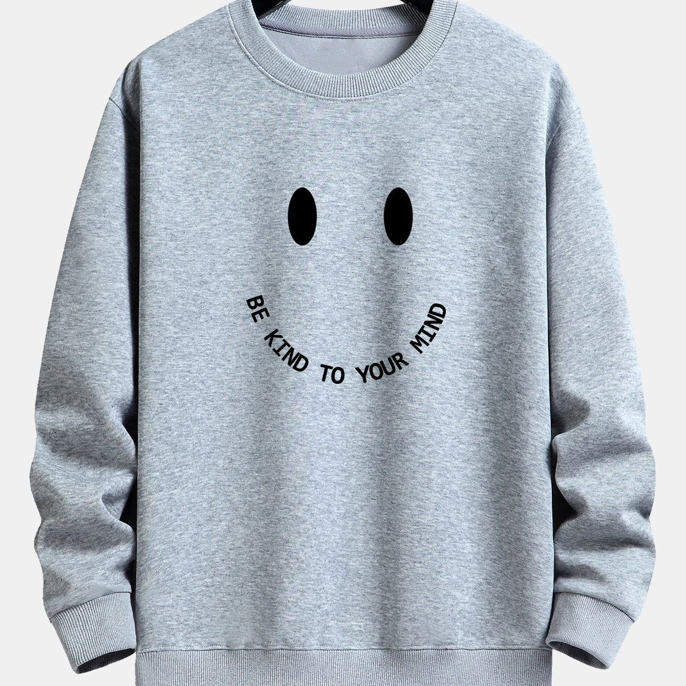 Mees | Sweater met smiley- en tekstopdruk en relaxte pasvorm