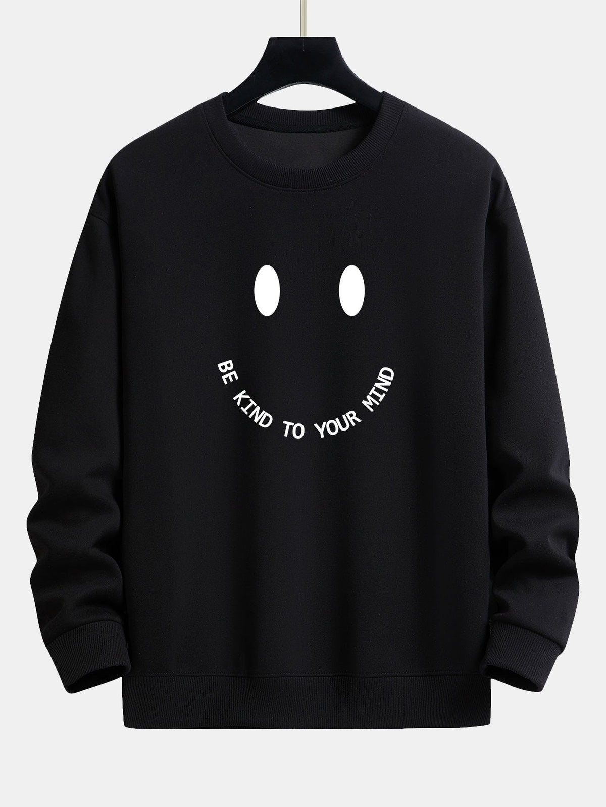 Mees | Sweater met smiley- en tekstopdruk en relaxte pasvorm