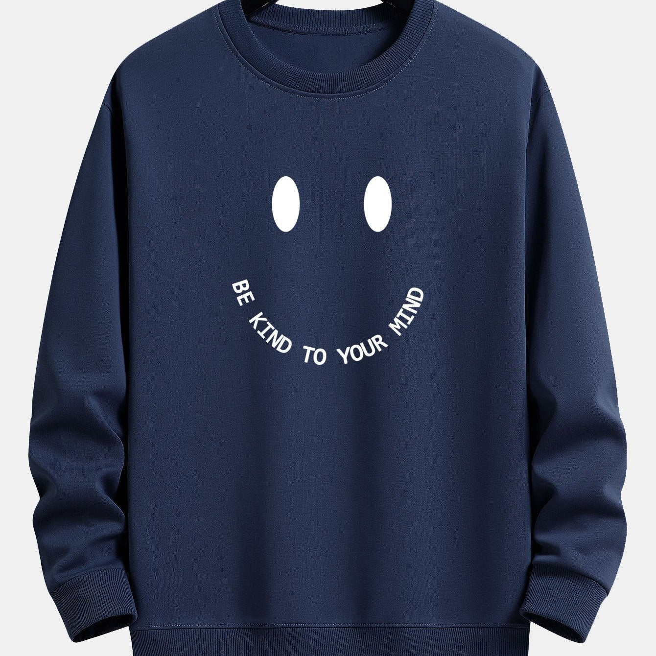 Mees | Sweater met smiley- en tekstopdruk en relaxte pasvorm
