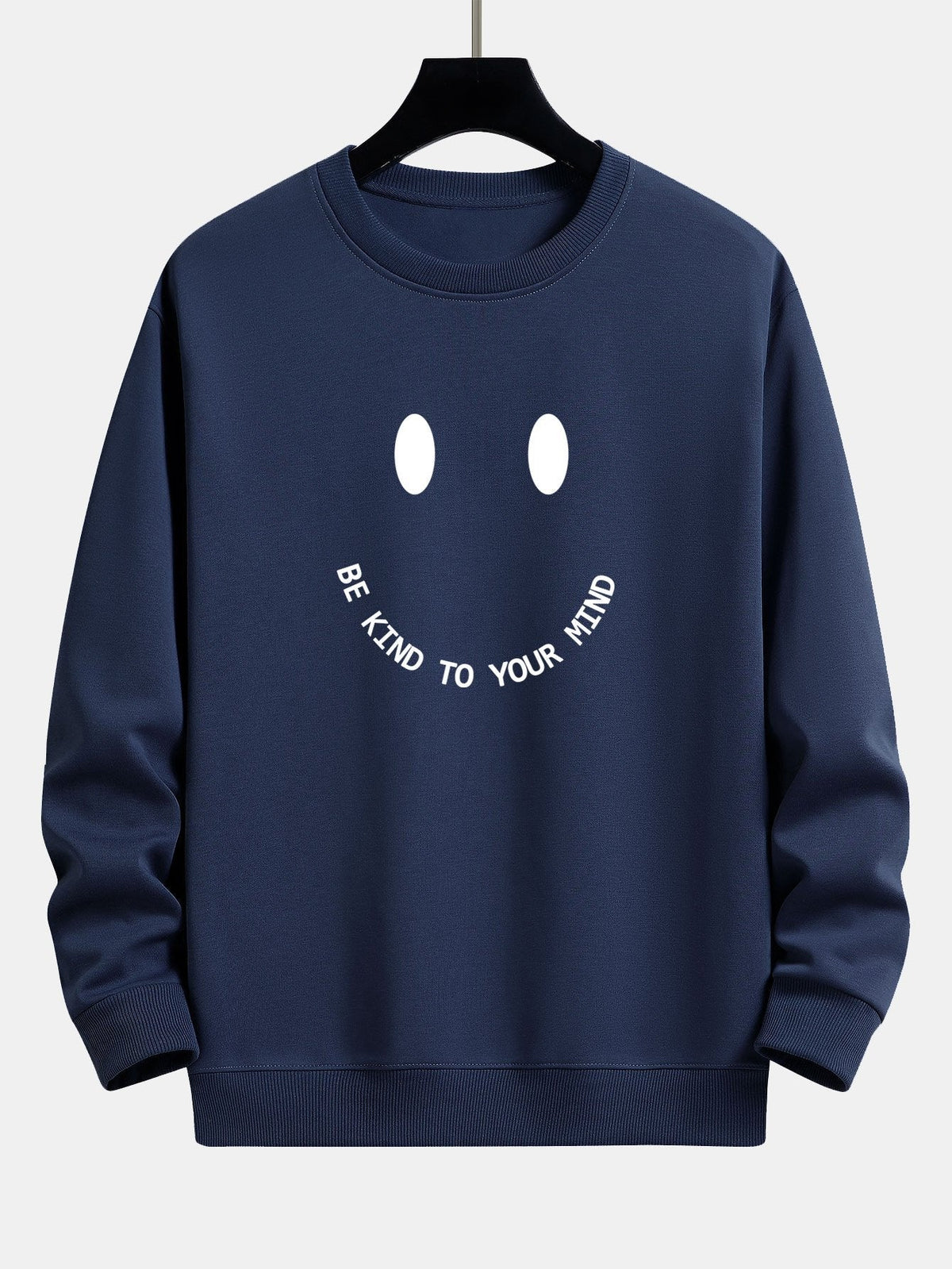 Mees | Sweater met smiley- en tekstopdruk en relaxte pasvorm