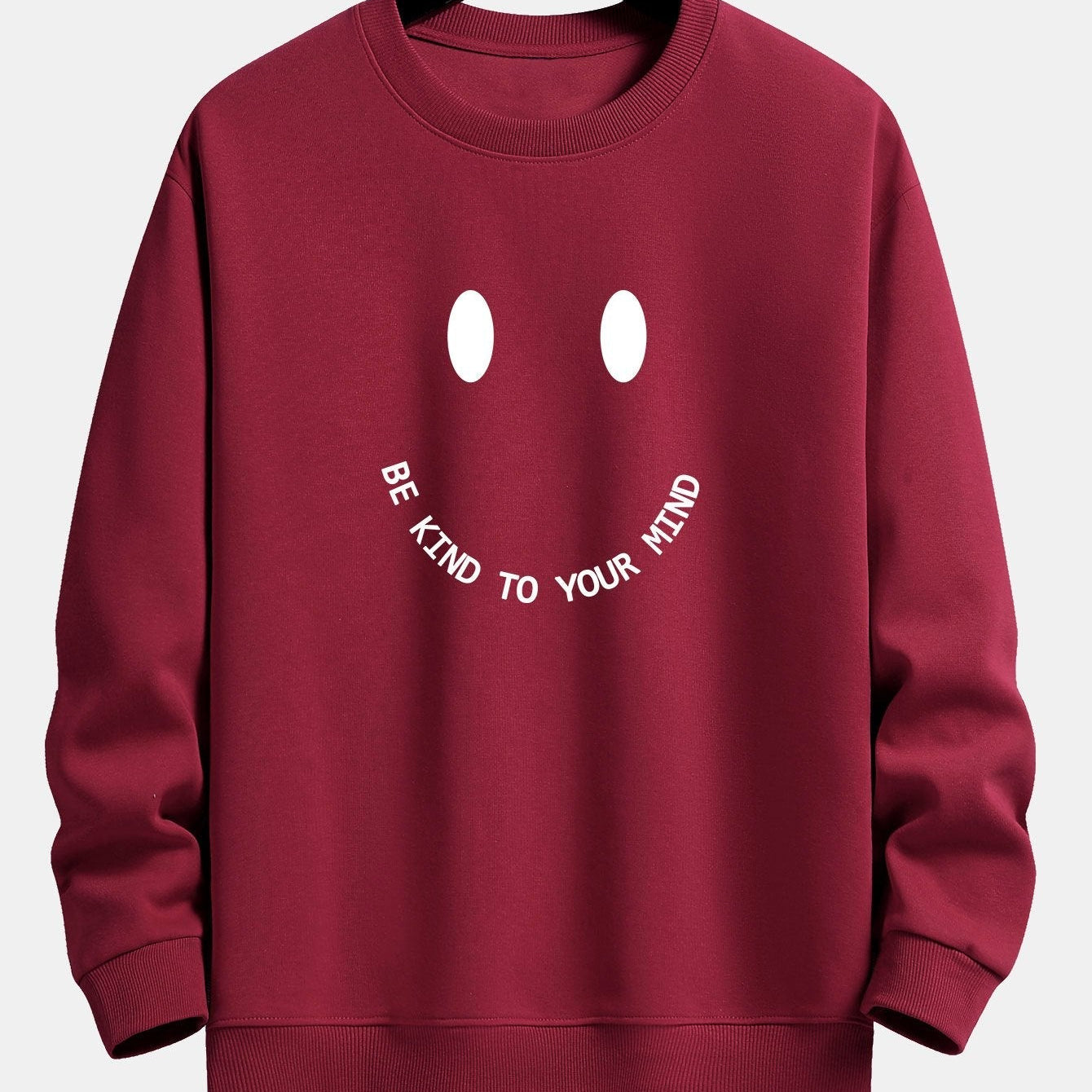 Mees | Sweater met smiley- en tekstopdruk en relaxte pasvorm