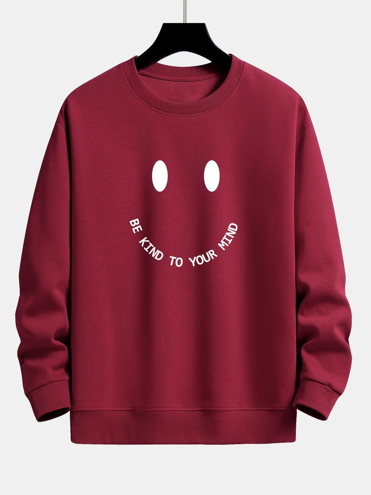 Mees | Sweater met smiley- en tekstopdruk en relaxte pasvorm