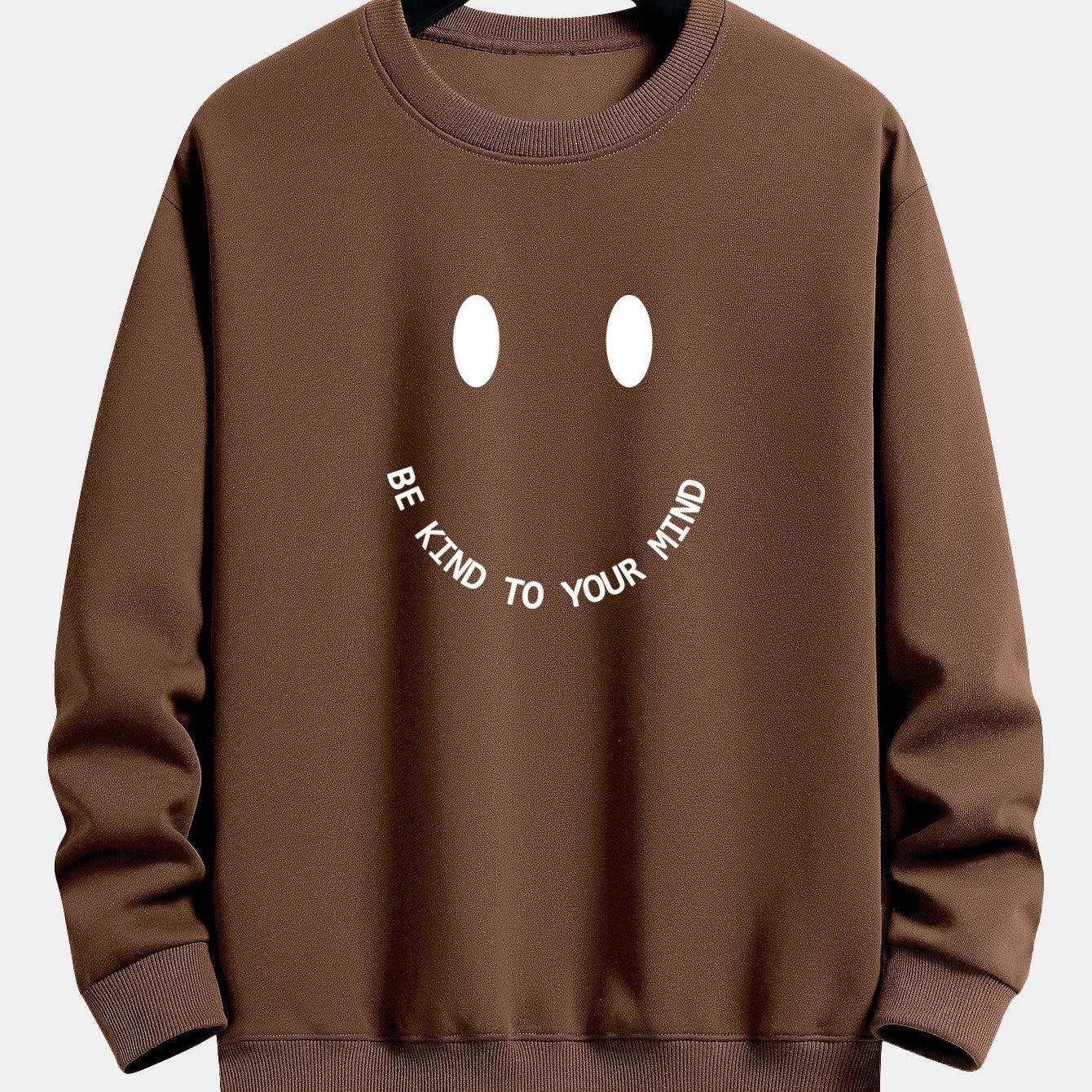 Mees | Sweater met smiley- en tekstopdruk en relaxte pasvorm