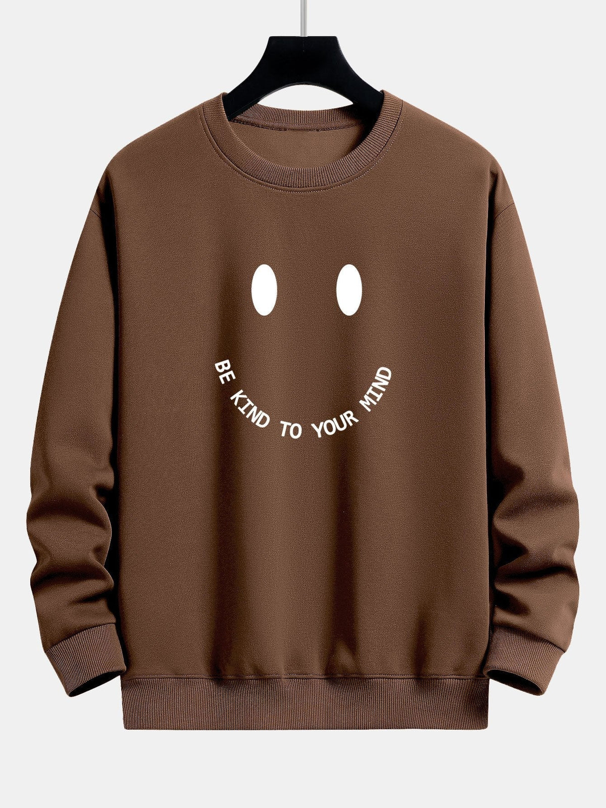 Mees | Sweater met smiley- en tekstopdruk en relaxte pasvorm