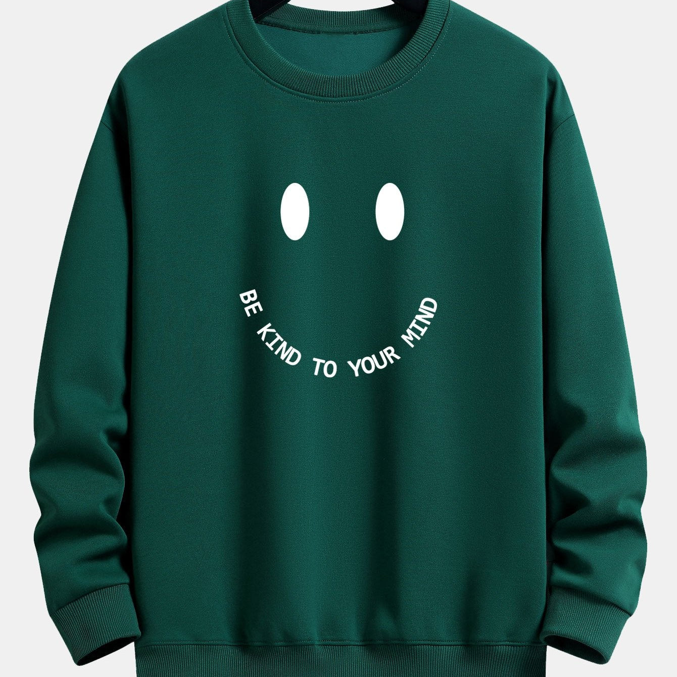 Mees | Sweater met smiley- en tekstopdruk en relaxte pasvorm