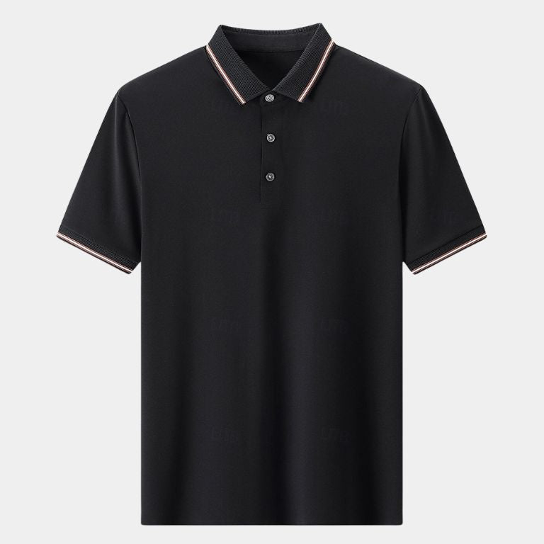 Melchior | Marineblauwe polo met contrastbies
