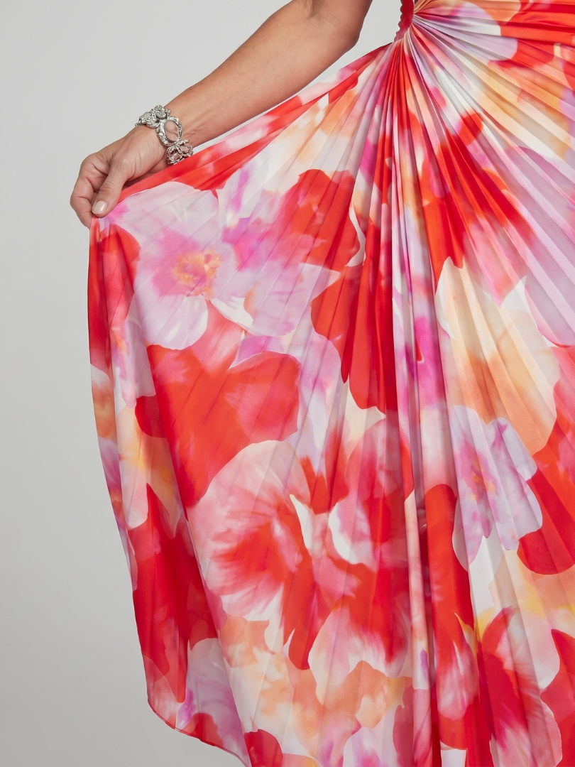 Mirjam | Maxi-jurk met one-shoulder in koraal
