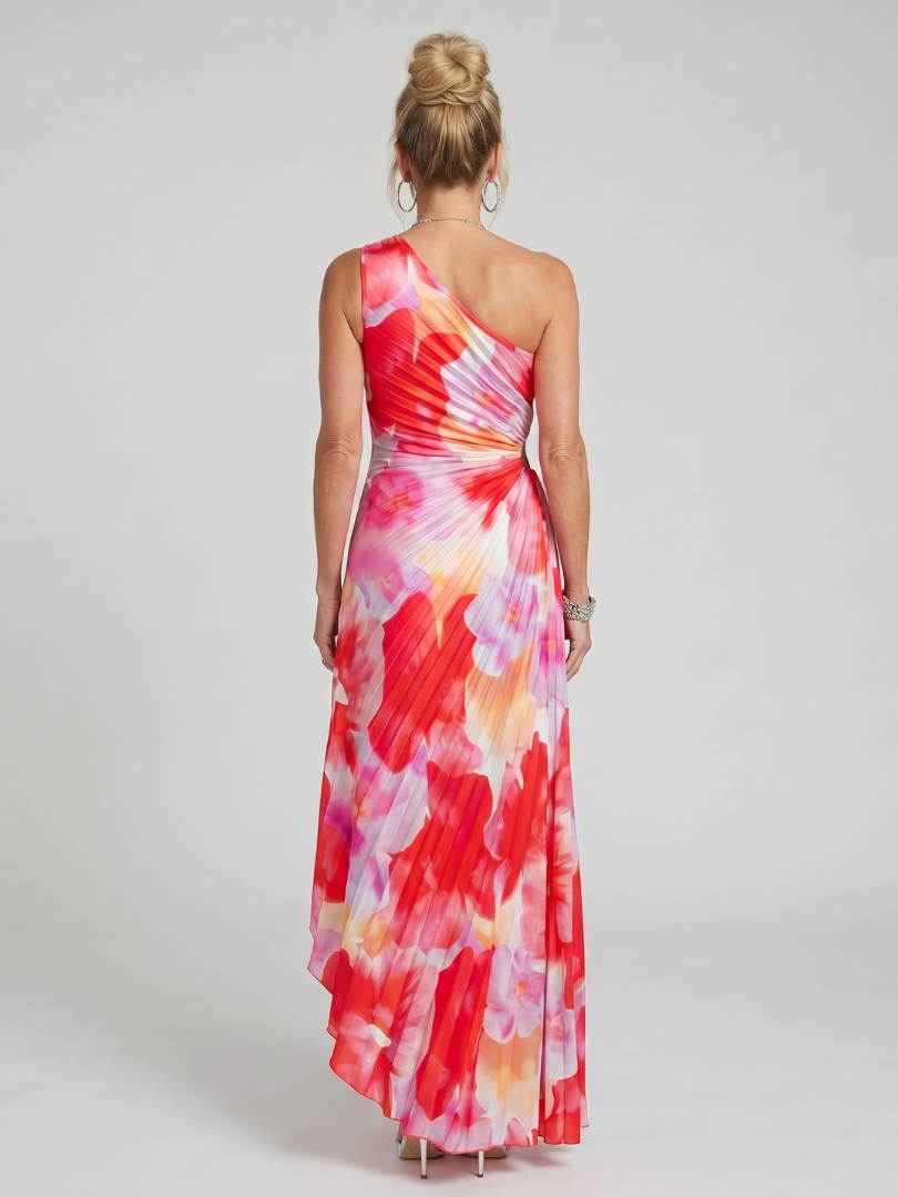 Mirjam | Maxi-jurk met one-shoulder in koraal