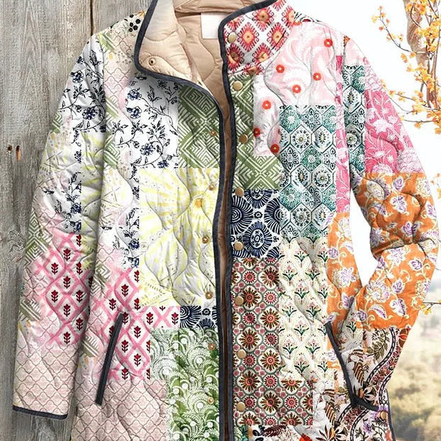 Neeltje | Gewatteerde patchworkjas in pastelkleuren