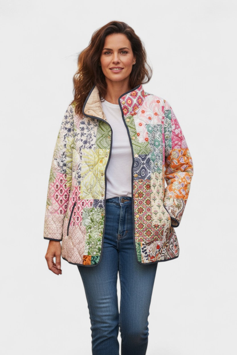 Neeltje | Gewatteerde patchworkjas in pastelkleuren