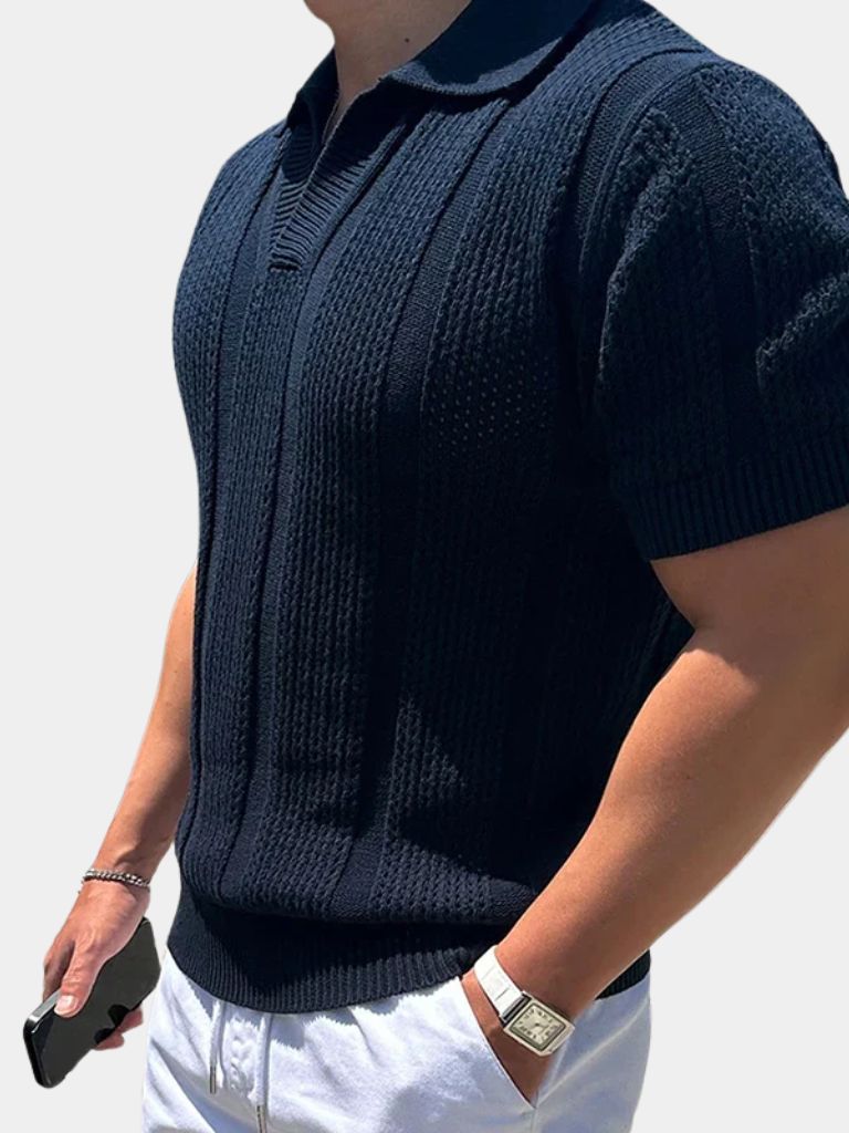 Nicolaas | Crèmekleurige polo met structuur
