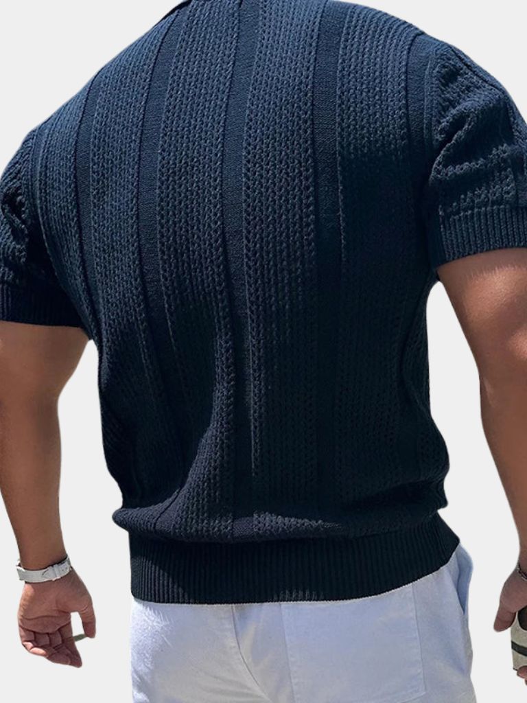 Nicolaas | Crèmekleurige polo met structuur