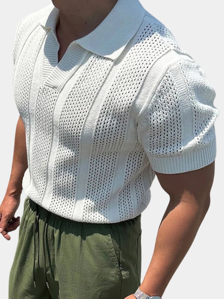Nicolaas | Crèmekleurige polo met structuur